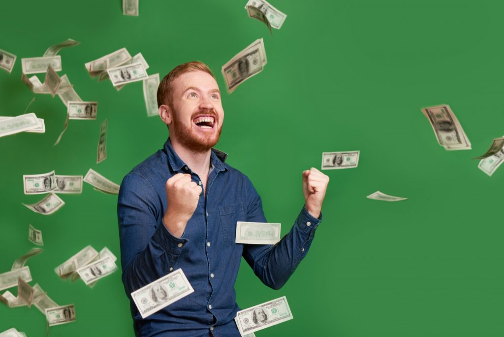 Man excited to earn money