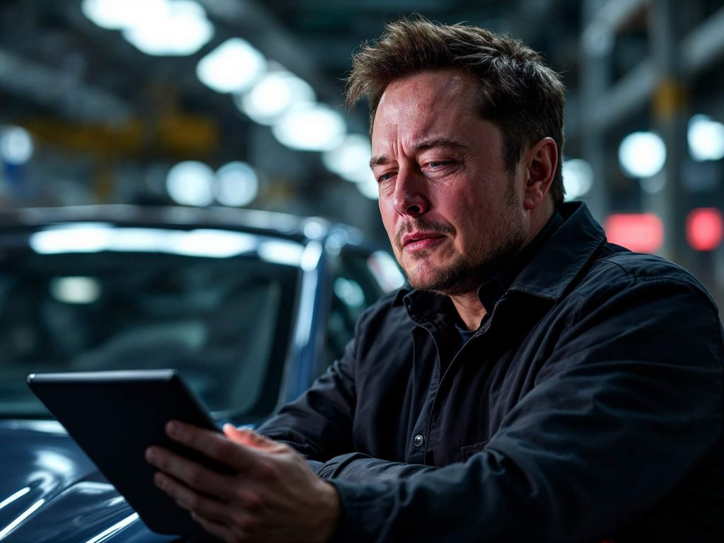 Elon Musk looks very stressed inside Tesla Factory