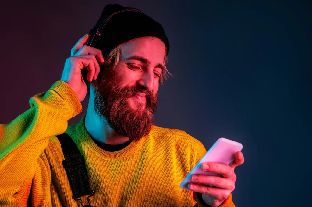 Hip guy delighted to listen music on Spotify Premium FREE Trial 3 Months