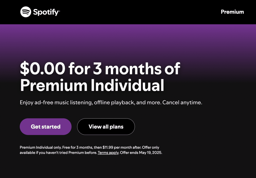 Spotify Premium FREE Trial 3 Months - USA Offers
